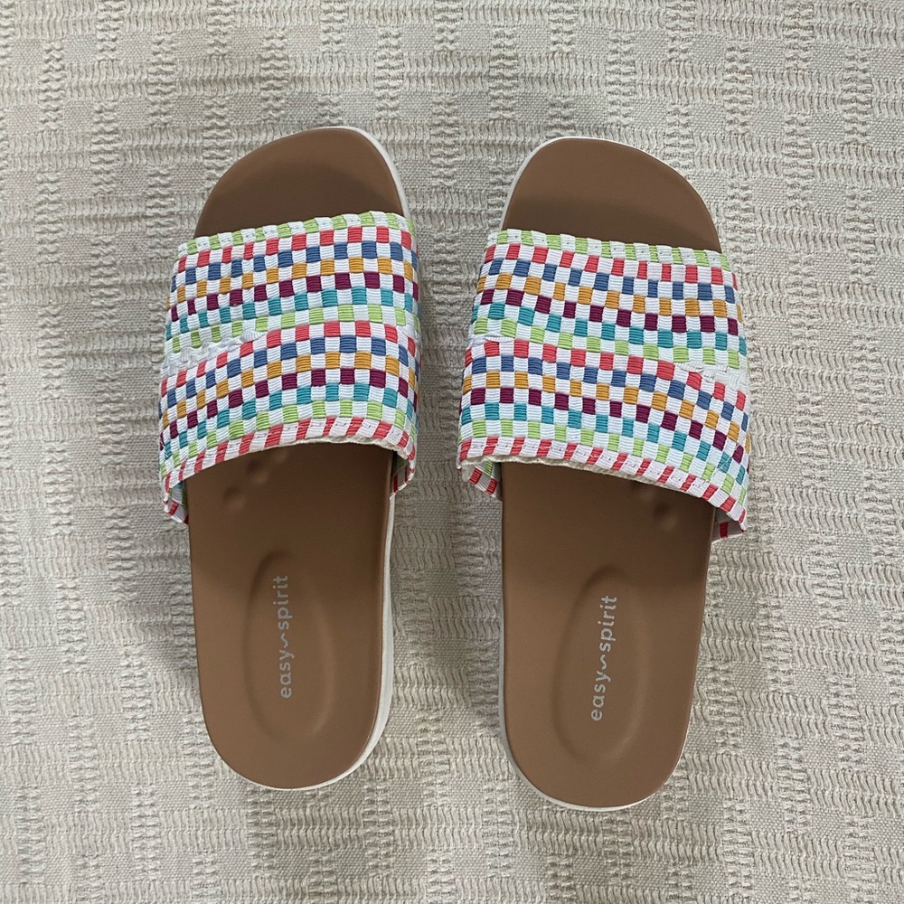 Easy Spirit colorful platform slides.